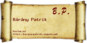 Bárány Patrik névjegykártya