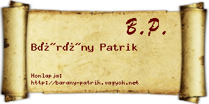 Bárány Patrik névjegykártya