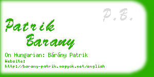 patrik barany business card